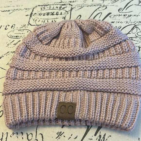 C.C Cable Knit Beanie Ribbed Knitted Winter Hat Slouchy Fit Pink Womens OS - Picture 4 of 9